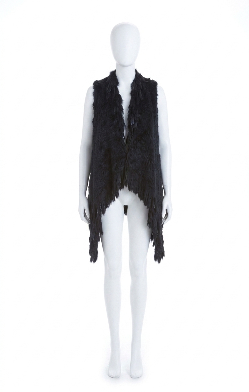 NEW LOVE TOKEN quinn fur vest in navy